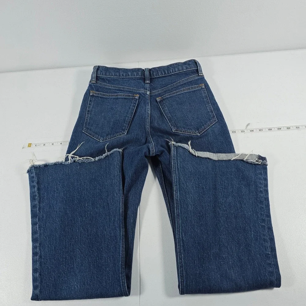 Abercrombie & Fitch The Vintage Flare High Rise Jeans Dark Wash Raw‎ Hem 26 2S